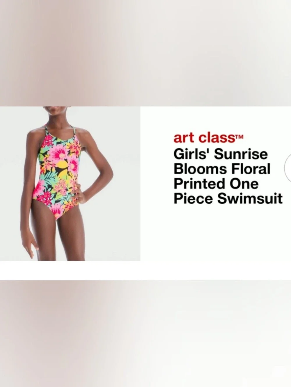 Girls' Sunrise Blooms Floral Printed One Piece Swimsuit art class Sz S(6/7) M(8)